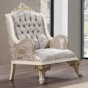 Casa Padrino luxury baroque armchair silver/white/gray/gold - Magnificent living room armchair with elegant pattern - Luxury living room furniture in baroque style - Baroque furniture