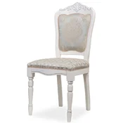 Casa Padrino luxury baroque dining room chair silver/beige/white H. 104 cm - Baroque dining room furniture