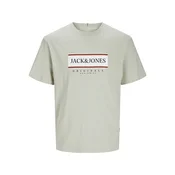 JACK & JONES Majica JWHFrederiksberg svetlo siva/karminsko rdeča/črna/bela