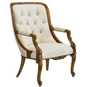 Casa Padrino luxury baroque armchair cream/brown - Magnificent living room armchair - Baroque style living room furniture - Luxury furniture in baroque style - Baroque furnishings