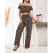 Resti Black two-piece womens floral set