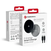 FORCELL Indukcijski polnilnik Forcell F-Energy Smart Charge USB-C Qi2 15 W, združljiv z MagSafe, s snemljivim kablom dolžine 1,5 m, srebrne barve