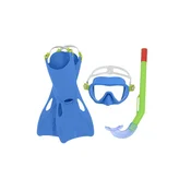 Šnorchovací set za otroke Essential, plavalne plavuti, očala, šnorkel (rumeno-roza, modro-zelen)