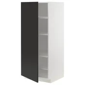 METOD Visoka omara s policami, bela/Nickebo mat antracitna, 60x60x140 cm