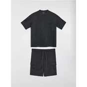 Sinsay - Rebrasta dvodelna oversize soft touch pidžama - tamno siva