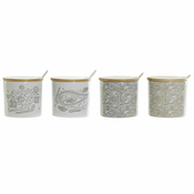 Zdjela za Šecer DKD Home Decor Bež Siva Prirodno Bambus Gres Keramika 4 Dijelovi 9,5 x 9,5 x 9,5 cm