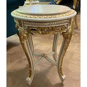 Casa Padrino baroque side table white/gold/cream - Handmade antique style solid wood table with marble top - Living room furniture in baroque style - Antique style furniture - Baroque furniture
