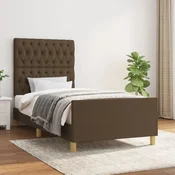 shumee vidaXL Posteljni okvir brez vzmetnice temno rjav 90x190 cm blago