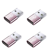 INF USB moški v USB-C ženski OTG adapter 4 kos, aluminij, hitro polnjenje Pink, (5000296344)