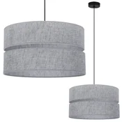GH DUO ČRNO LANENO VISEČA SVETILKA Z 1 RAVNIM SIVIM SENČNIKOM DOLŽINA 40 CM