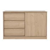Komoda v hrastovem dekorju z drsnimi vrati 119x76x50 cm Naia – Tvilum