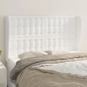 Vidaxl Vzglavje z ušesi belo 147x23x118/128 cm umetno usnje