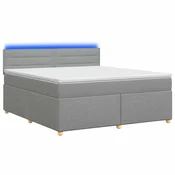 vidaXL Postelja boxspring z vzmetnico Svetlo siva 140 x 200 cm Blago
