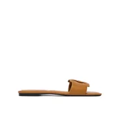 Calvin Klein Natikači Square Flat Sandal Emblem HW0HW03128 Rjava
