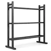 Costway 3-nivojski regal za uteži z zmogljivostjo 240 kg nastavljiv stojalo za uteži črno