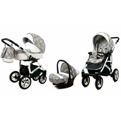 Babylux Tropical Gold Hundstooth | 3v1 Kombinirani Voziček kompleti | Otroški voziček + Carrycot + Avtosedežem