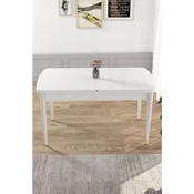 Hanah Home trpezarijski sto na razvlacenje Via, 132 × 80 cm (razvucen 170 cm), bela ploca, bele noge