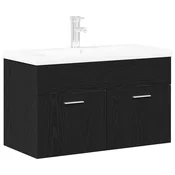 Vidaxl Kopalniška omarica s predalom Črna Orehovina 80 x 38,5 x 46 cm