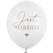 Baloni Just Married, beli, 30 cm 1 kos.