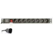 Gembird PDU 8 priključkov, C14, 1U, 10 A, 3m