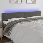 Vidaxl LED posteljno vzglavje temno sivo 180x5x78/88 cm žamet