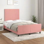 Posteljni okvir brez vzmetnico roza 120x190 cm žamet