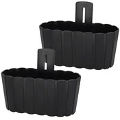 shumee Stenski cvetlični lonec z ročajem, antraciten, 28 cm, komplet 2 kosov