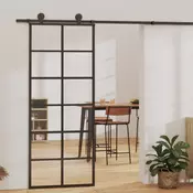 Vidaxl vidaXL Drsna vrata z okovjem, ESG steklo in aluminij, 76x205 cm