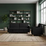 vidaXL Sofa set z shrambo 2 pcs Črna Poliester