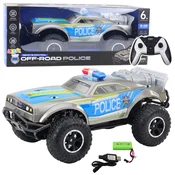 LEAN TOYS Policijski terenski avto na daljinsko vodenje RC 1:8, srebrn