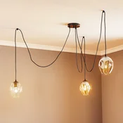 EMIBIG LIGHTING Stropna svetilka Starla, steklo grafit/jantar/prozorno, 3-krilna, - Dnevna soba/jedilnica - Sodobni - črna, grafitna, jantar, prosojna