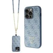 Guess Guess GUHCP14LP4TDSCPB ovitek za iPhone 14 Pro 6.1 - Crossbody 4G Metal Logo, moder