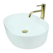 shumee GTM Design Aufsatzwaschbecken 50 cm - Glanz Modern Waschbecken ohne Hahnloch - Elegant Aufsatzwaschbecken Oval für Badezimmer und Gäste WC - nur Bad Waschbecken