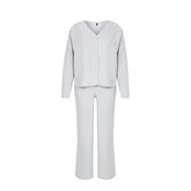 Trendyol Grey Melange Brushed Soft Ribbed Cardigan Knitted Pajama Set