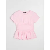 Sinsay - Pamucna bluza sa peplumom i naborima - ruža