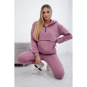 Insulated set with decorative pocket dark pink