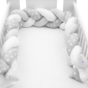 Zaščitni vzglavnik za posteljico pletenica New Baby Zvezdice sivo-bela
