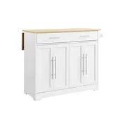 SoBuy SoBuy Kuhinjski voziček z raztegljivim lesenim pultom predali in nastavljivimi policami bela 113 x 91 x 44 do 69 cm, (5000009213)