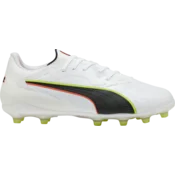 PUMA KING 20 PRO FG/AG Football Boots Unisex, Shoes, White/Glowing Red/Yellow Alert, 40