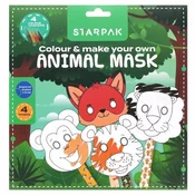 STARPAK Ustvarjalni komplet ŽIVALSKIH MASK za otroke 4 šablone, 4 markerji