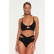 Trendyol črna zapestnica izrezana / okno Bikini vrh