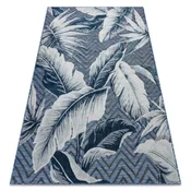 eoshop Preproga Structural BOTANIC 65242 Perje, cikcak plosko tkano za balkon, teraso - temno modra ( - Velikost: 117x170 cm)