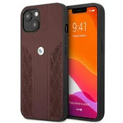 Ovitek BMW Leather Curve Perforate za iPhone 13 - Rdeč