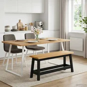 vidaXL Jedilna klop EKAI Črna 91,5 x 29 x 45,5 cm Trdna borovina