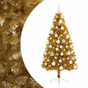 Vidaxl Umetna božična jelka z bučko 120 cm 150 LED Toplo bela