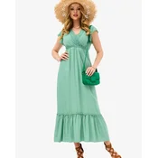 Resti Womens green long dress with lace - Clothing