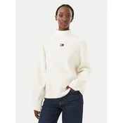 Tommy Jeans Pulover mornarska / živo rdeča / bela