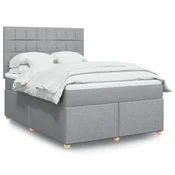 Box spring posteljni z vzmetnico svetlo siv 140x190 cm blago