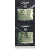 Apivita Express Beauty Green Clay čistilna in gladilna maska za obraz z zeleno ilovico 2x8 ml
