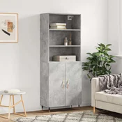 Greatstore Visoka komoda betonsko siva 69,5x34x180 cm inženirski les